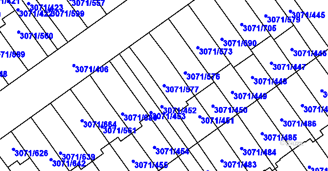 Parcela st. 3071/577 v KÚ Hlučín, Katastrální mapa