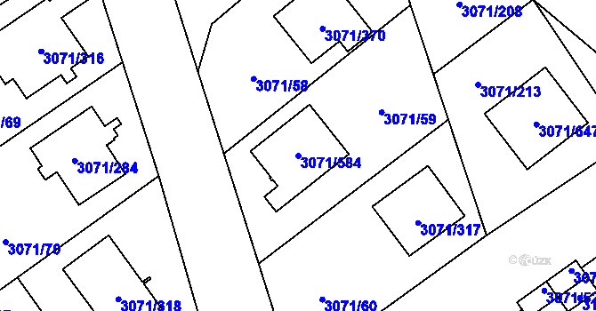 Parcela st. 3071/584 v KÚ Hlučín, Katastrální mapa