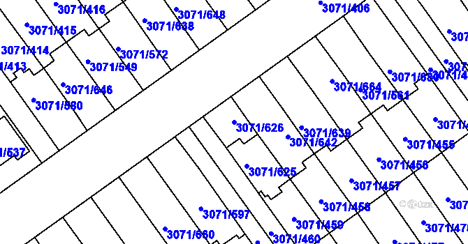 Parcela st. 3071/626 v KÚ Hlučín, Katastrální mapa