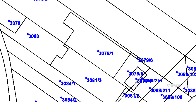 Parcela st. 3078/1 v KÚ Hlučín, Katastrální mapa
