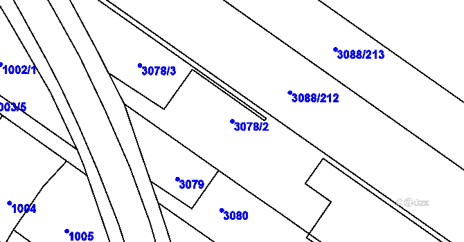 Parcela st. 3078/2 v KÚ Hlučín, Katastrální mapa