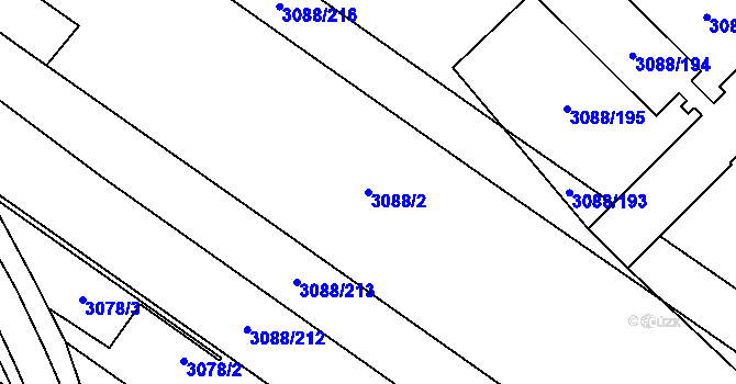 Parcela st. 3088/2 v KÚ Hlučín, Katastrální mapa