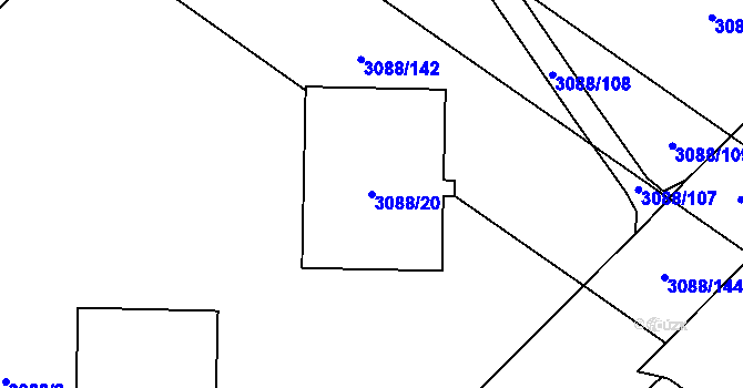 Parcela st. 3088/20 v KÚ Hlučín, Katastrální mapa