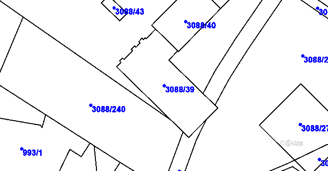 Parcela st. 3088/39 v KÚ Hlučín, Katastrální mapa