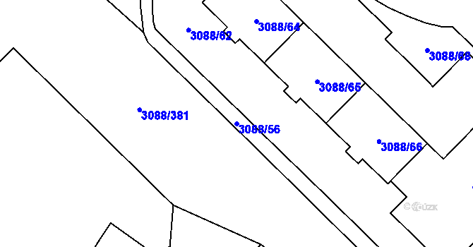 Parcela st. 3088/56 v KÚ Hlučín, Katastrální mapa