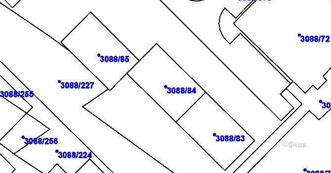 Parcela st. 3088/84 v KÚ Hlučín, Katastrální mapa