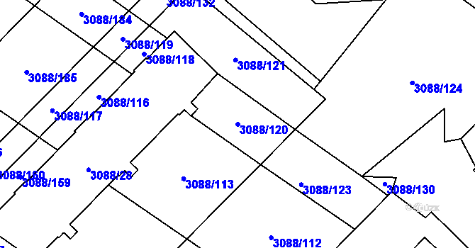 Parcela st. 3088/120 v KÚ Hlučín, Katastrální mapa