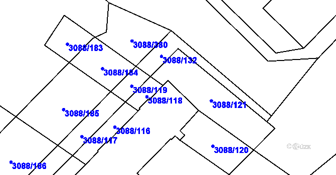 Parcela st. 3088/122 v KÚ Hlučín, Katastrální mapa