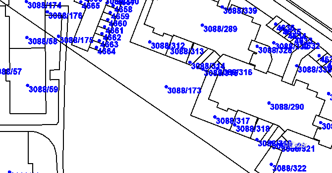 Parcela st. 3088/173 v KÚ Hlučín, Katastrální mapa