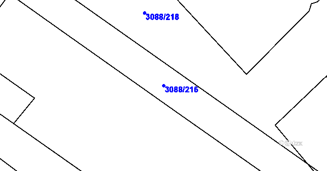 Parcela st. 3088/216 v KÚ Hlučín, Katastrální mapa