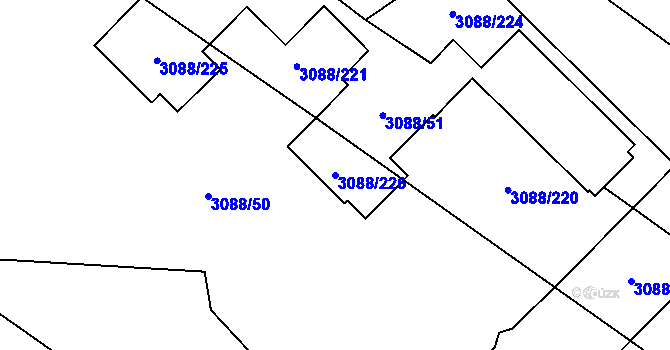 Parcela st. 3088/226 v KÚ Hlučín, Katastrální mapa