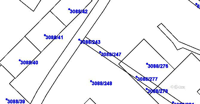 Parcela st. 3088/247 v KÚ Hlučín, Katastrální mapa