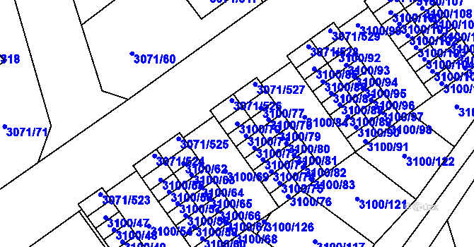 Parcela st. 3100/70 v KÚ Hlučín, Katastrální mapa