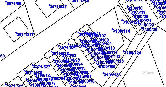 Parcela st. 3100/101 v KÚ Hlučín, Katastrální mapa