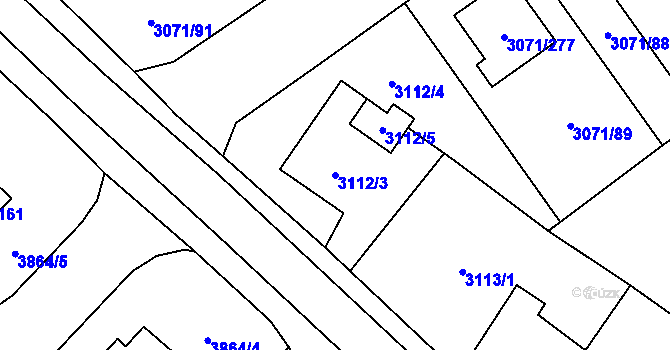 Parcela st. 3112/3 v KÚ Hlučín, Katastrální mapa