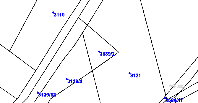 Parcela st. 3139/2 v KÚ Hlučín, Katastrální mapa