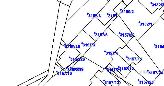 Parcela st. 3157/3 v KÚ Hlučín, Katastrální mapa
