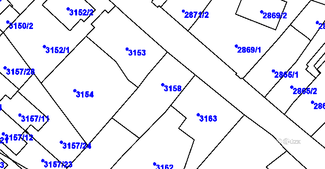 Parcela st. 3158 v KÚ Hlučín, Katastrální mapa