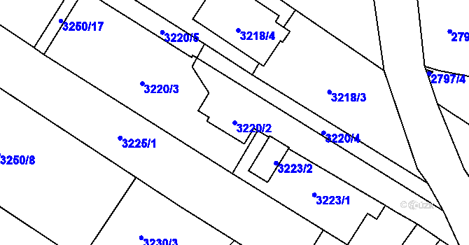 Parcela st. 3220/2 v KÚ Hlučín, Katastrální mapa