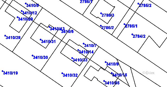 Parcela st. 3410/7 v KÚ Hlučín, Katastrální mapa