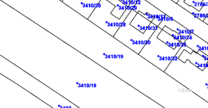 Parcela st. 3410/19 v KÚ Hlučín, Katastrální mapa