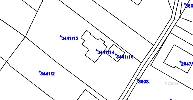 Parcela st. 3441/14 v KÚ Hlučín, Katastrální mapa