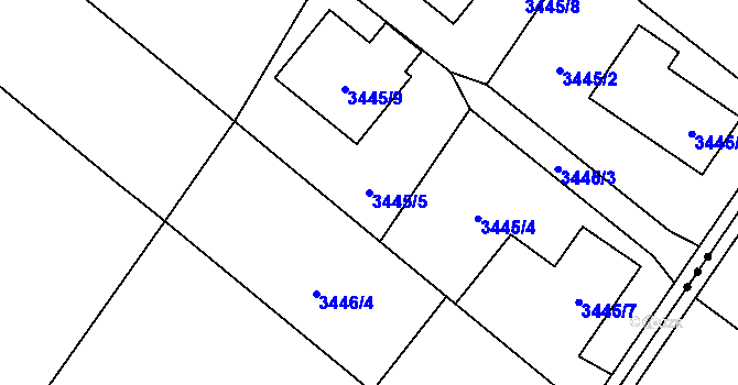 Parcela st. 3445/5 v KÚ Hlučín, Katastrální mapa