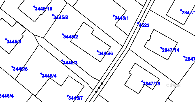 Parcela st. 3445/6 v KÚ Hlučín, Katastrální mapa