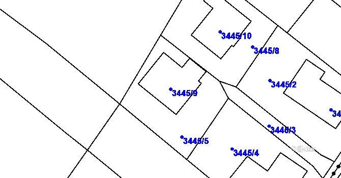 Parcela st. 3445/9 v KÚ Hlučín, Katastrální mapa