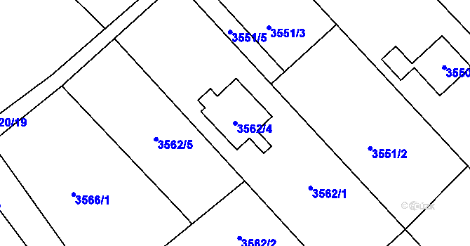 Parcela st. 3562/4 v KÚ Hlučín, Katastrální mapa