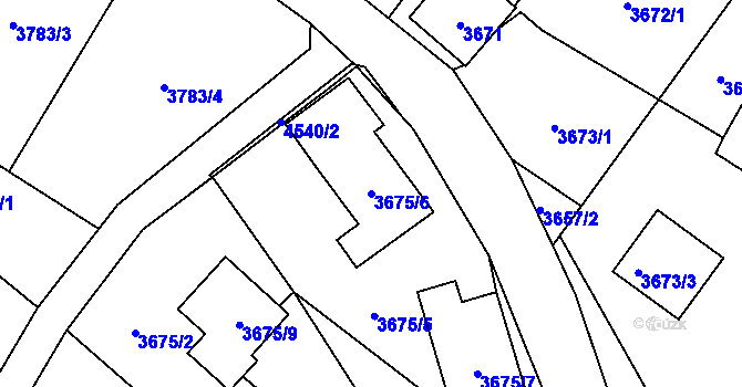 Parcela st. 3675/6 v KÚ Hlučín, Katastrální mapa
