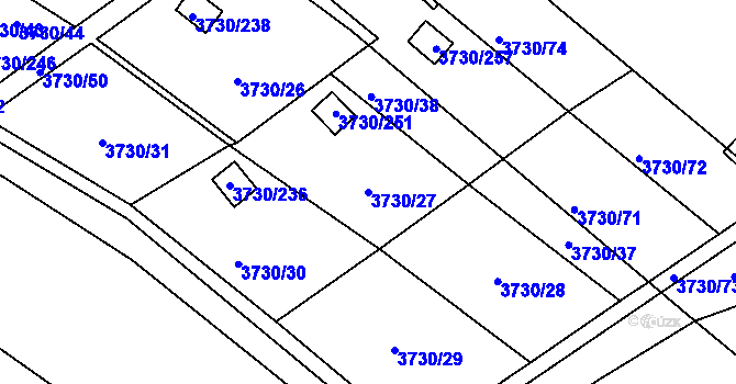 Parcela st. 3730/27 v KÚ Hlučín, Katastrální mapa
