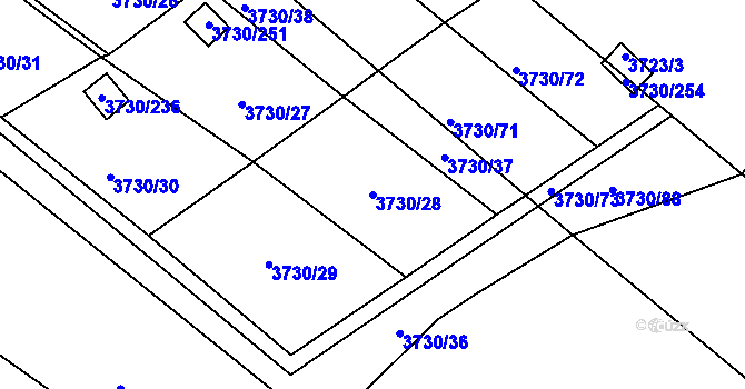 Parcela st. 3730/28 v KÚ Hlučín, Katastrální mapa