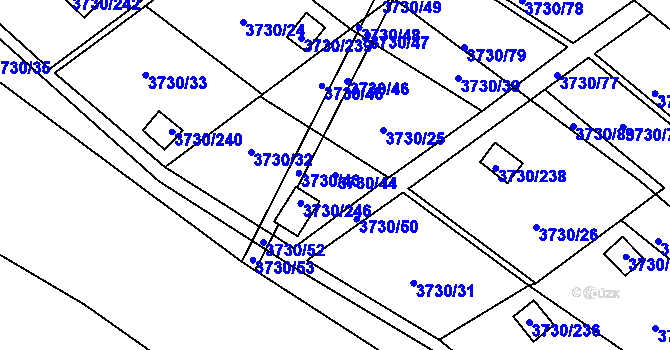 Parcela st. 3730/44 v KÚ Hlučín, Katastrální mapa