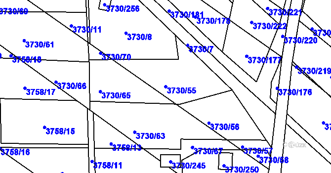 Parcela st. 3730/55 v KÚ Hlučín, Katastrální mapa