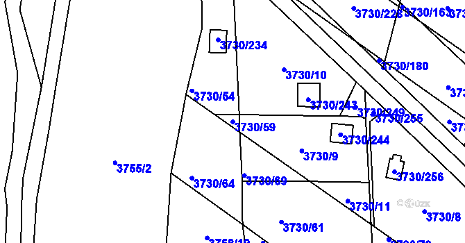 Parcela st. 3730/59 v KÚ Hlučín, Katastrální mapa