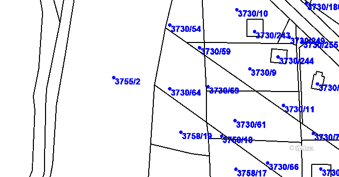Parcela st. 3730/64 v KÚ Hlučín, Katastrální mapa
