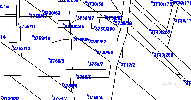 Parcela st. 3730/68 v KÚ Hlučín, Katastrální mapa