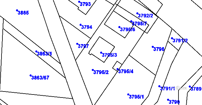 Parcela st. 3795/3 v KÚ Hlučín, Katastrální mapa