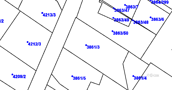 Parcela st. 3861/3 v KÚ Hlučín, Katastrální mapa