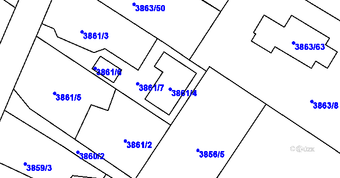 Parcela st. 3861/4 v KÚ Hlučín, Katastrální mapa