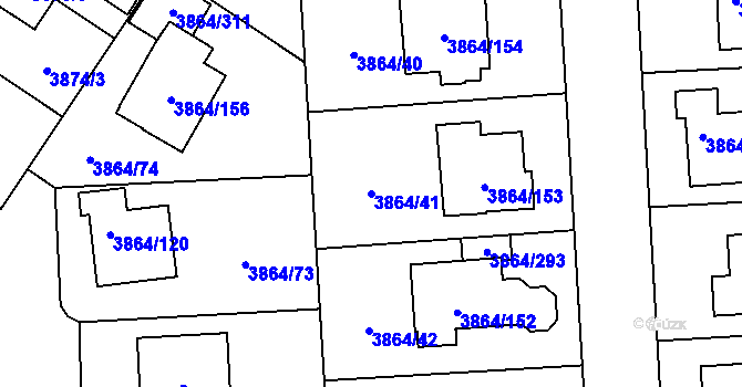 Parcela st. 3864/41 v KÚ Hlučín, Katastrální mapa