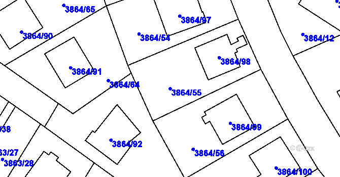 Parcela st. 3864/55 v KÚ Hlučín, Katastrální mapa