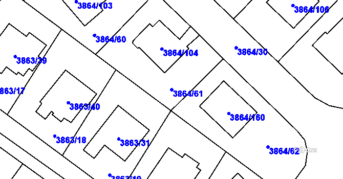 Parcela st. 3864/61 v KÚ Hlučín, Katastrální mapa