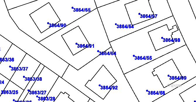 Parcela st. 3864/64 v KÚ Hlučín, Katastrální mapa