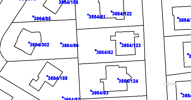 Parcela st. 3864/82 v KÚ Hlučín, Katastrální mapa