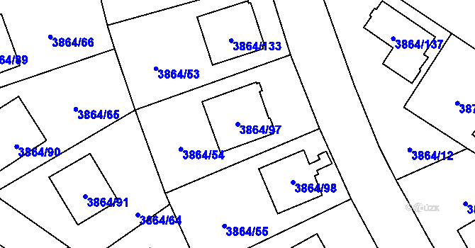 Parcela st. 3864/97 v KÚ Hlučín, Katastrální mapa