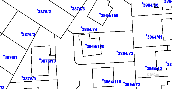 Parcela st. 3864/120 v KÚ Hlučín, Katastrální mapa
