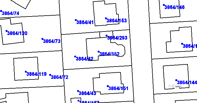 Parcela st. 3864/152 v KÚ Hlučín, Katastrální mapa