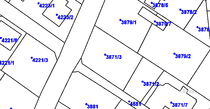Parcela st. 3871/3 v KÚ Hlučín, Katastrální mapa